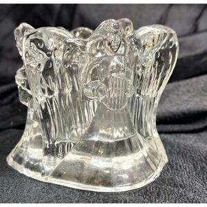 Vintage Nybro‎ Crystal Triangle 3 Angel Candle Holder, Made In Sweden (2544)